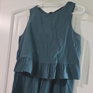 Teal Sleeveless Ruffle Dress